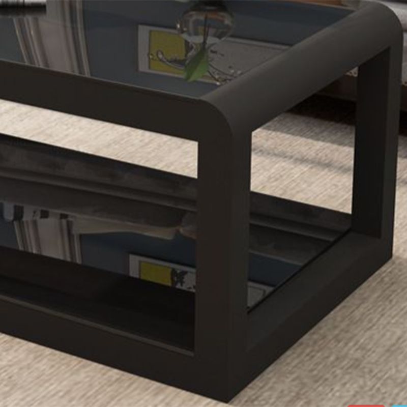 Modern Style Round Tempered Glass Top Metal Frame Base Coffee Table