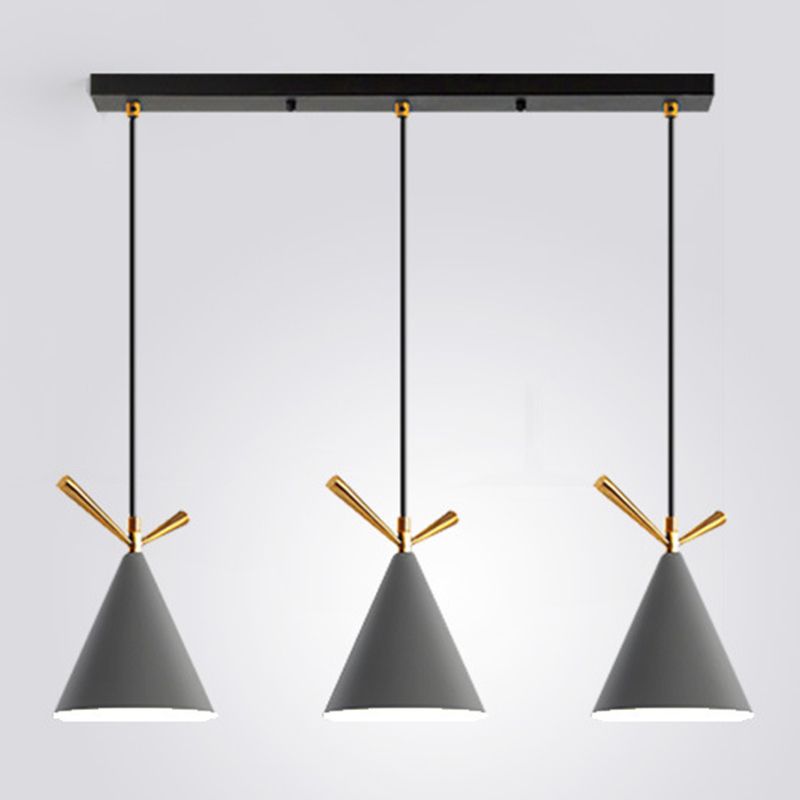 Modern Cone Shade Island Pendant Light 3-Light Ceiling Light with Metal Shade
