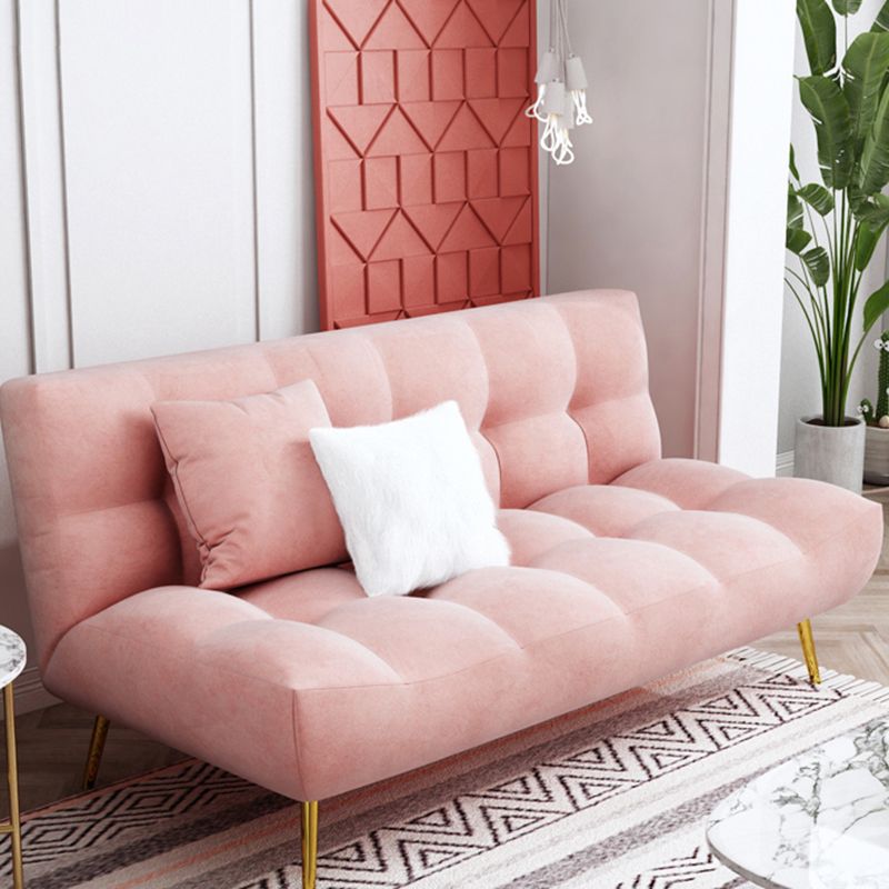 Scandinavian Tufted Back Couch Armless Sofa Bed with Brass Legs