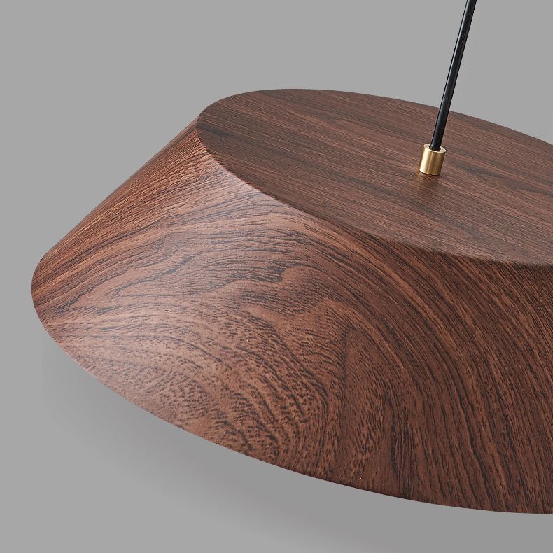 Wood Grain Tapered Hanging Lamp Nordic Metal LED Pendant Light with Acrylic Diffuser