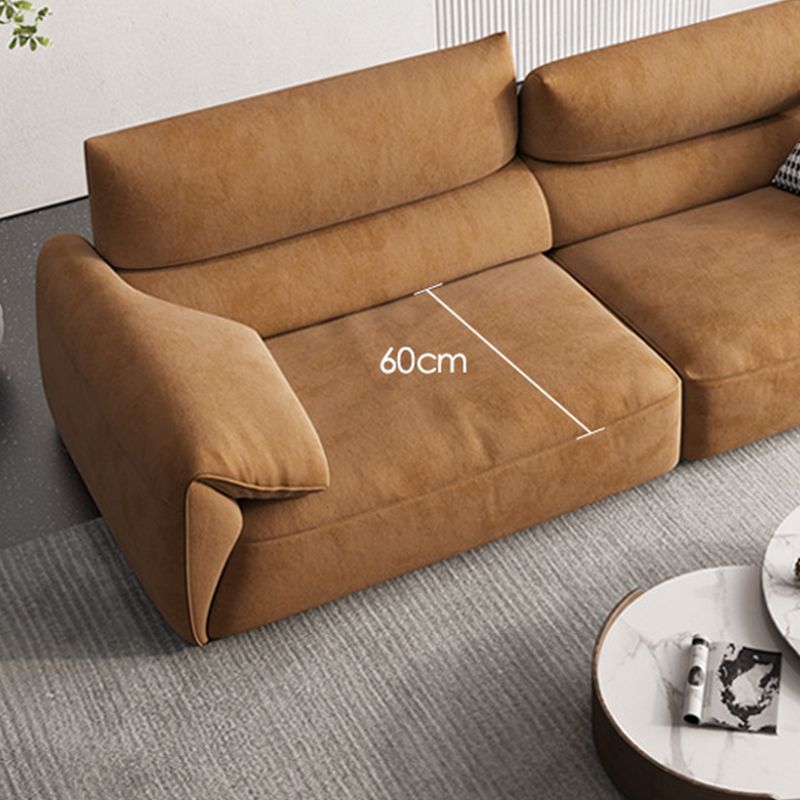 Adjustable Sewn Pillow Back Sofa Modern Pillow Top Arm Sofa in Brown