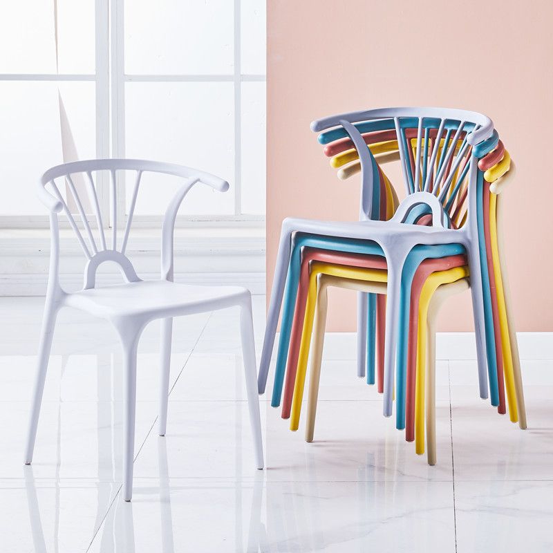 Silla lateral de plástico moderna para interiores y exteriores, silla apilable sin brazos Wishbone