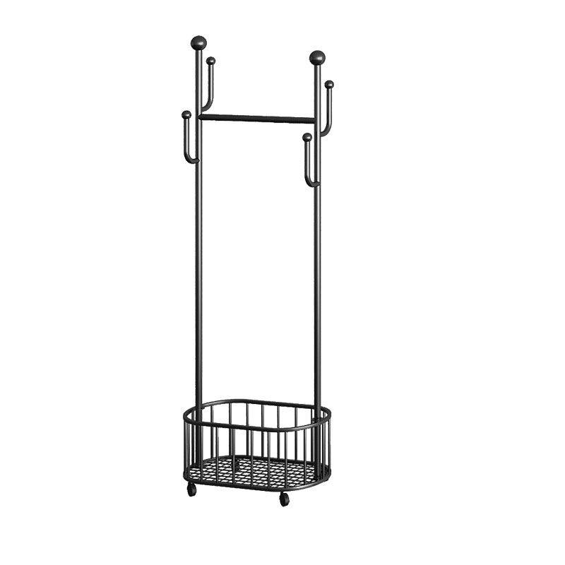 Glam Hall Stand Metal Hanging Rail Storage Shelving and 4 Hooks Coat Rack