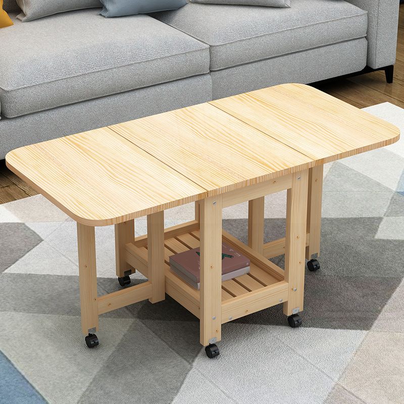Contemporary Natural Rectangle Coffee Table Single Folding Cocktail Table