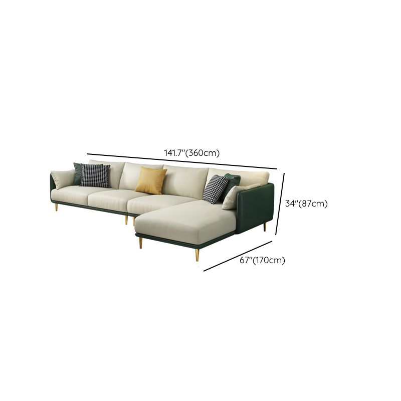 Glam Style 34.25 " H Faux Leather Square Arm Sofa & Chaise for Living Room