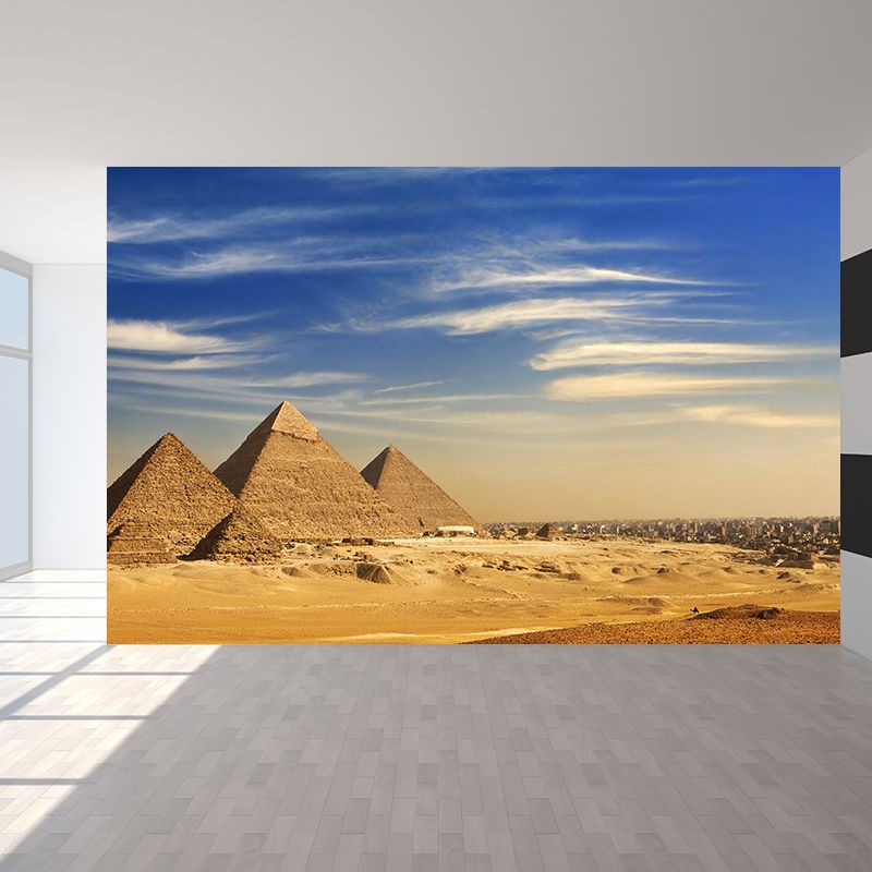 Décoration murale lavable de couleur Pastel, paysage pyramidal d'inspiration mondiale, décoration murale lavable pour l'intérieur de la maison