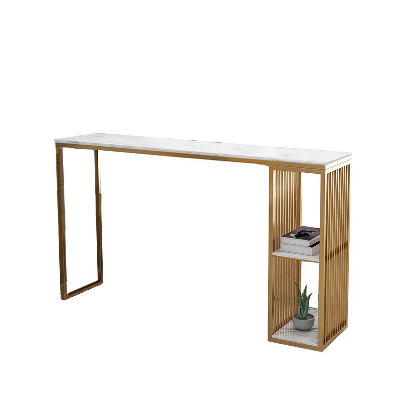 Glam Bar-height Table Stone and White Bar Table with 2 Shelve