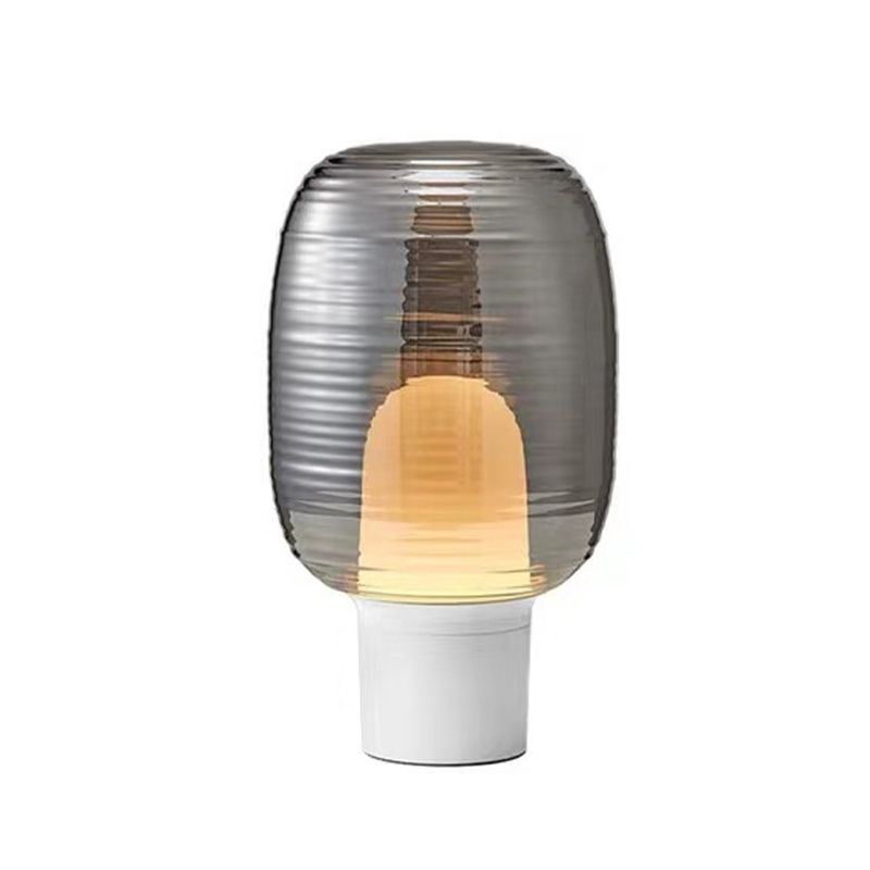 Lampade da comodino zucca bianca Luci da comodino moderne a 1 luce con paralume in vetro per camera da letto