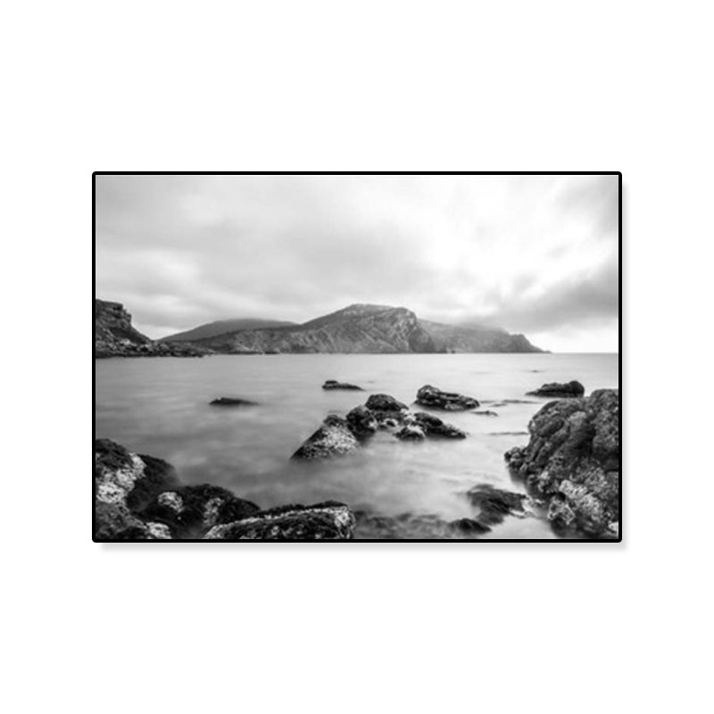 Photographie moderniste de paysage marin, toile imprimée texturée de couleur foncée, décoration murale pour la maison