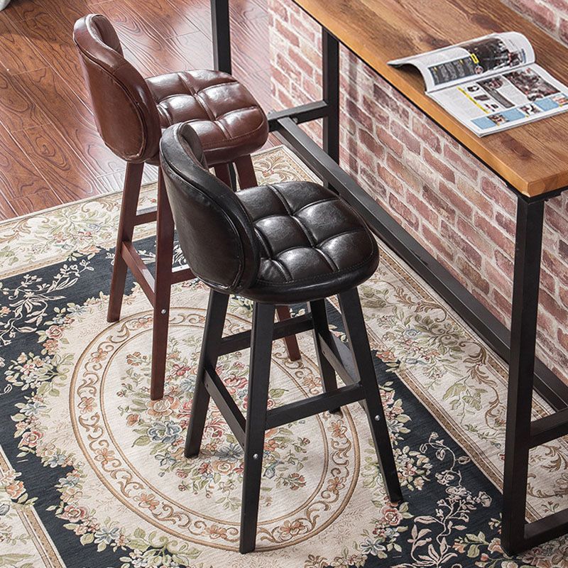 Indoor Bar Stool Modern Rectangular Backrest Counter Stool with Wood Legs