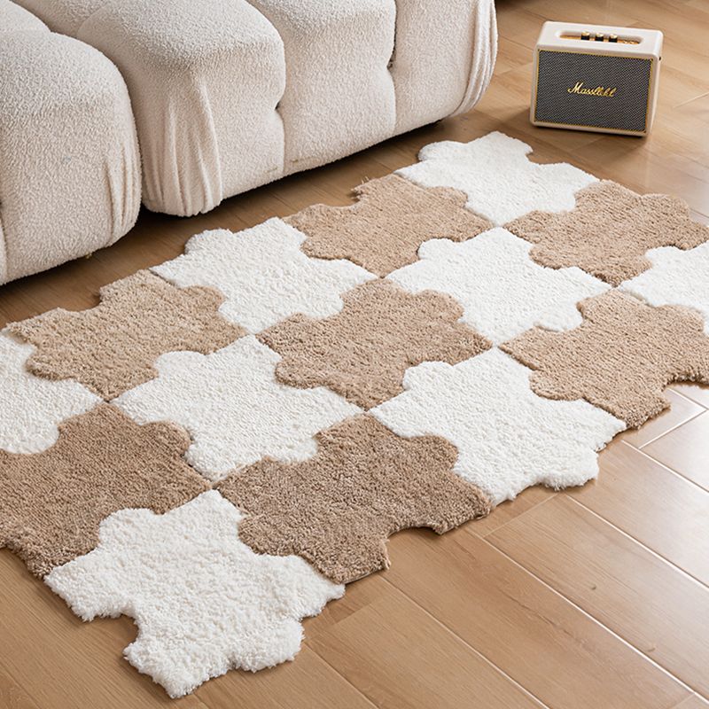 Modern Shag Carpet Tiles Puzzle Detail Color Block Indoor Carpet Tiles