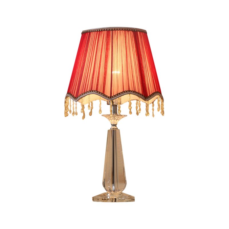 Rot/blau/grün/beige überbackener schatten schatten nachttisch lampe traditionelle Stoff 1 Kopf Schlafzimmer Kristalltisch Leuchte