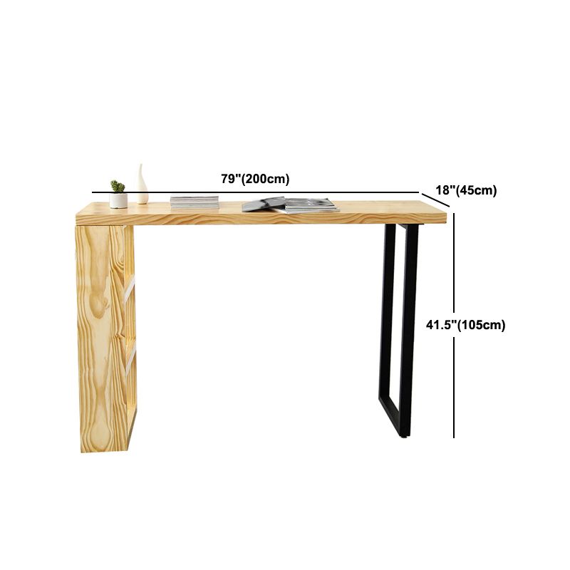 Modern 3-shelf Bar Table Rectangle Solid Wood Bistro Bar Table in Natural