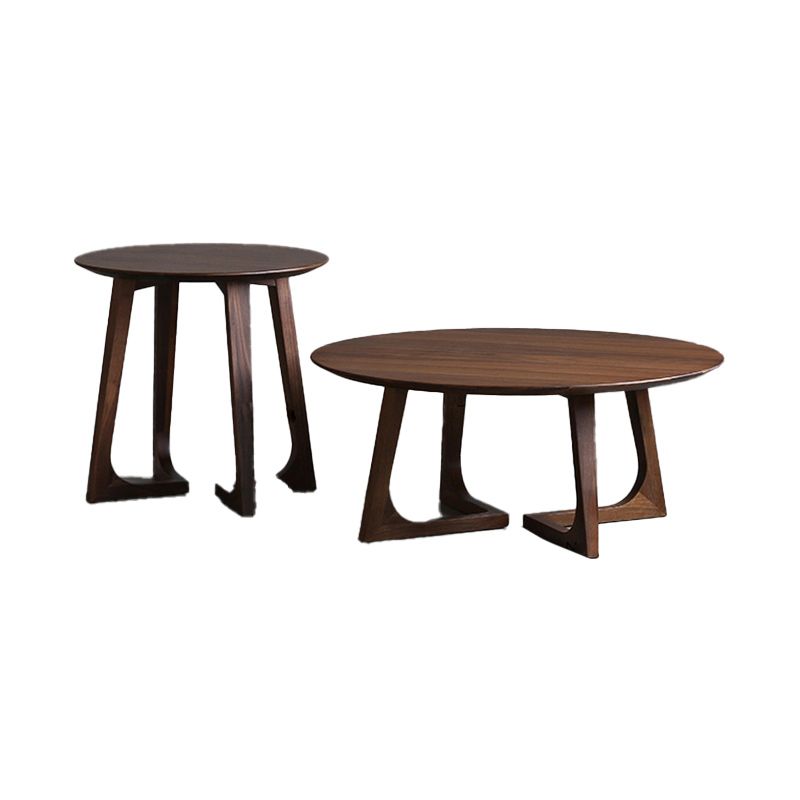 Contemporary Wooden Bunching Tables Round Medium Wood Coffee Table