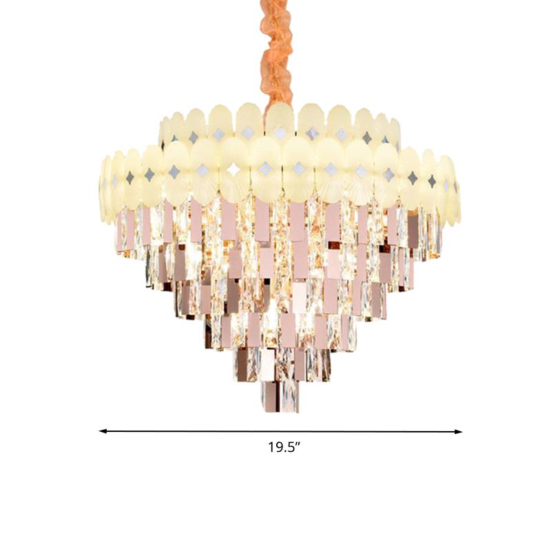 Chandelier de plafond en couches Crystal clair contemporain 16/12/22 LUMIÈRES SALON DOWN ÉCLAIR