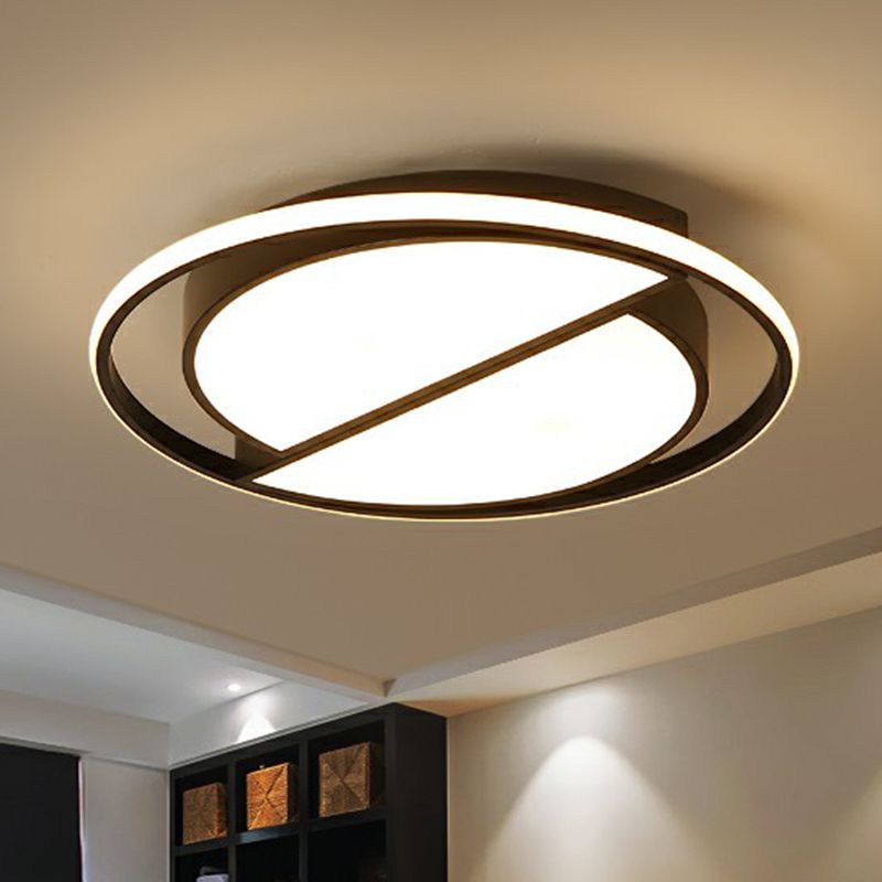 Black Semicircle Flushmount Ceiling Lamp Minimalist LED Acrylic Flush Light for Living Room