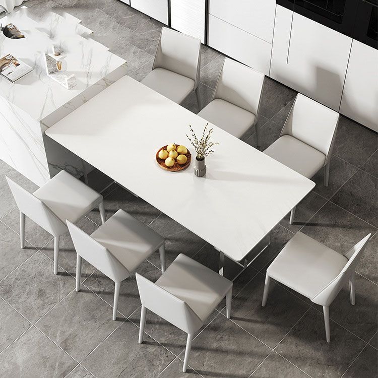 Glam Dinette Set with Solid Back Chairs 1/2/4/6/7/8 Pieces Glossy White Dining Table Set