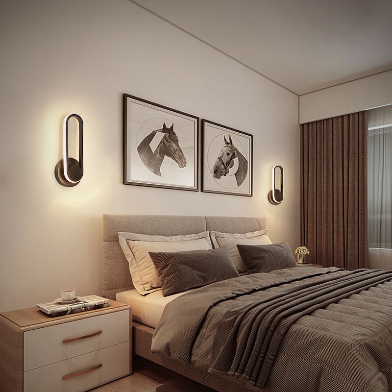Contemporary Simple Wall Sconce Led Oval Wall Mounted Light Fixture for Bedside