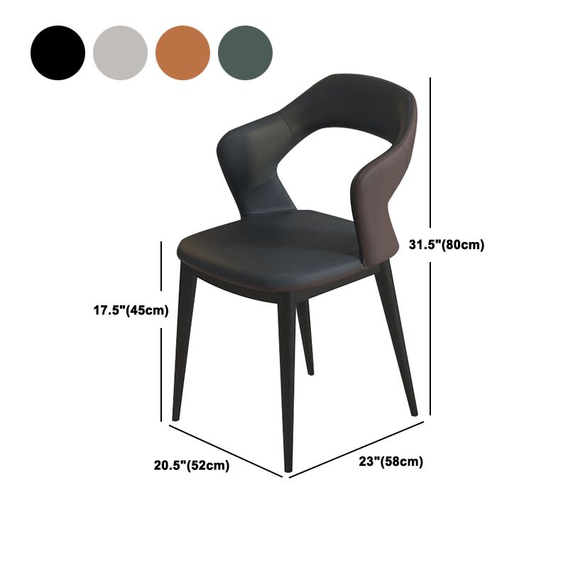 Modern Style Faux Leather Dining Side Chairs Open Back Dining Side Chair