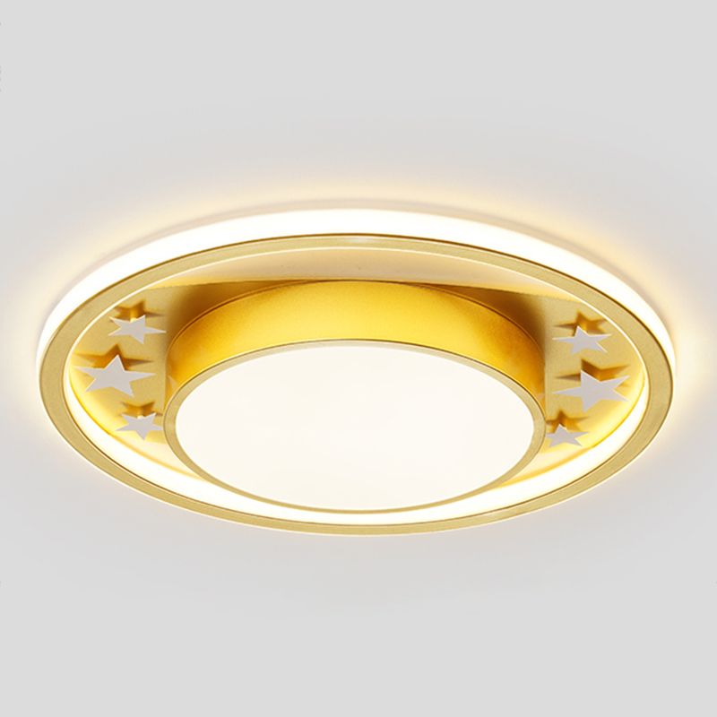 Modern Style Round Shade Ceiling Light Fixtures Metal 2 Light Ceiling Mounted Lights