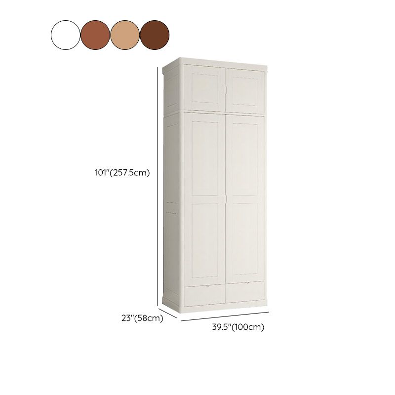 Contemporary Style Wardrobe Armoire Solid Wood Wardrobe Closet with Doors and Drawers