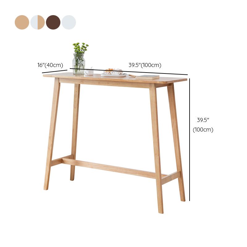 Contemporary Rectangle Bar Table Solid Wood Counter Height Bar Dining Table