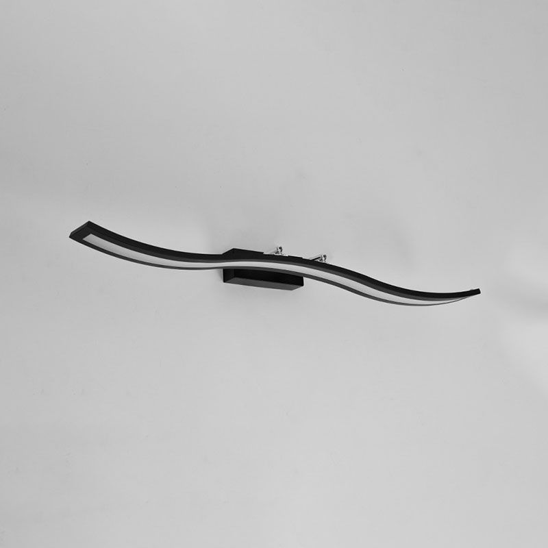 Metal Linear Shape Wall Light Modern 1-Light Mirror Wall Mount Light Fixture