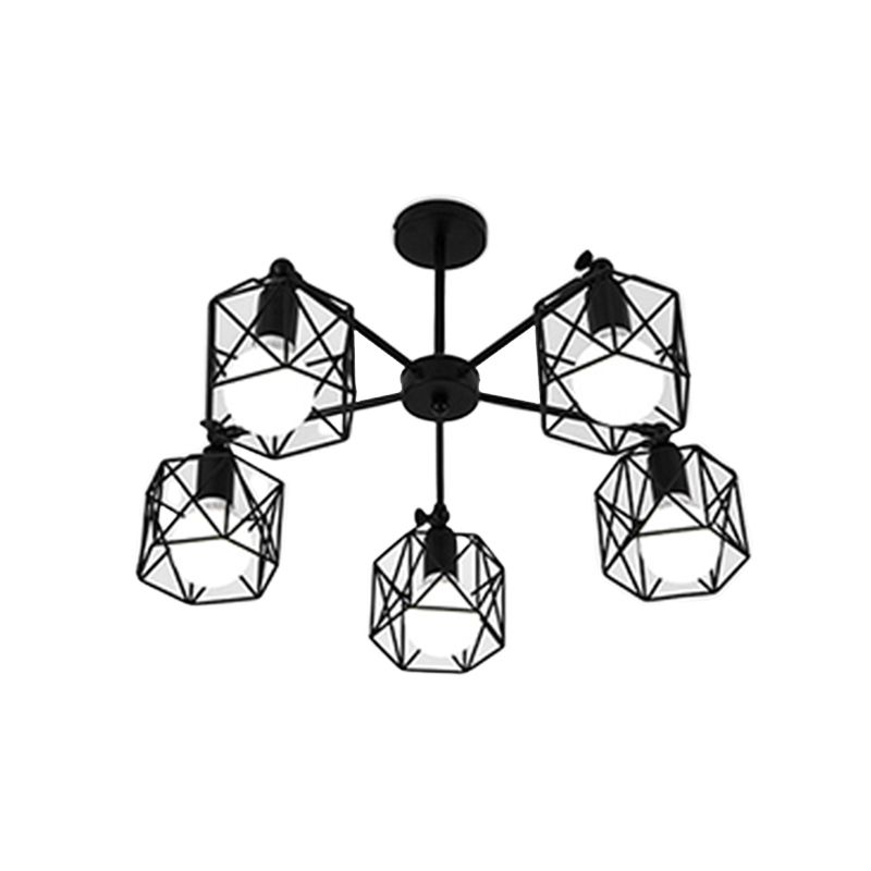 Nordic Style Ceiling Light Iron Frame Shape Adjustable Ceiling Lamp for Bedroom