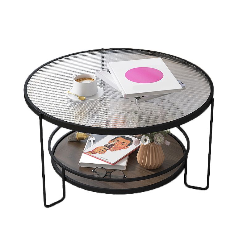 Modern Single Coffee Table Glass Coffee Table with Storage Shelf