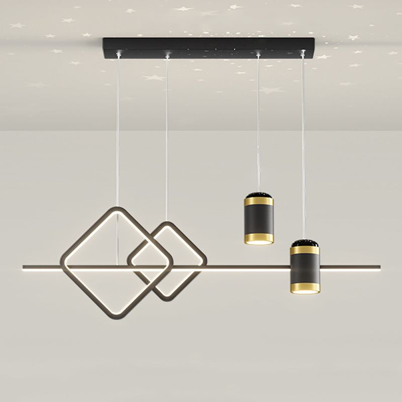 Contemporary Style Linear Island Lighting Metal Island Lighting Fixtures in Black