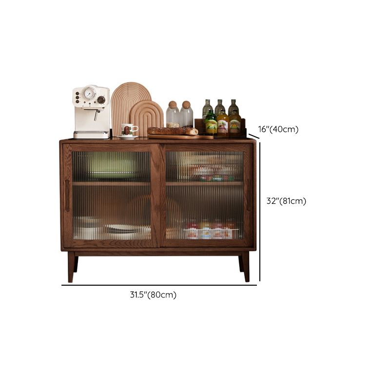 Modern Style Espresso Sideboard Solid Wood with Sliding Door