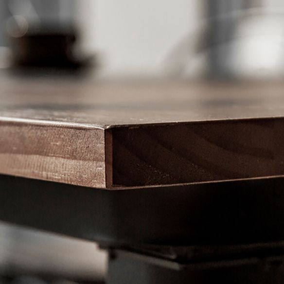 Industrial Dining Table Set with Rectangle Top and Black Base Kitchen Furniture