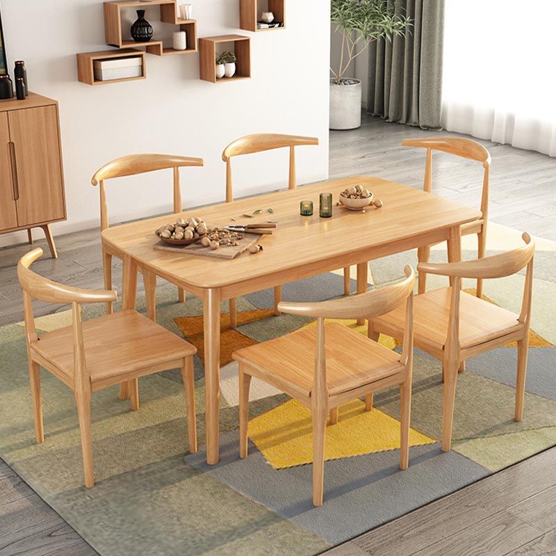 Rectangular Solid Wood Dining Table Modern Furniture with 4 Legs