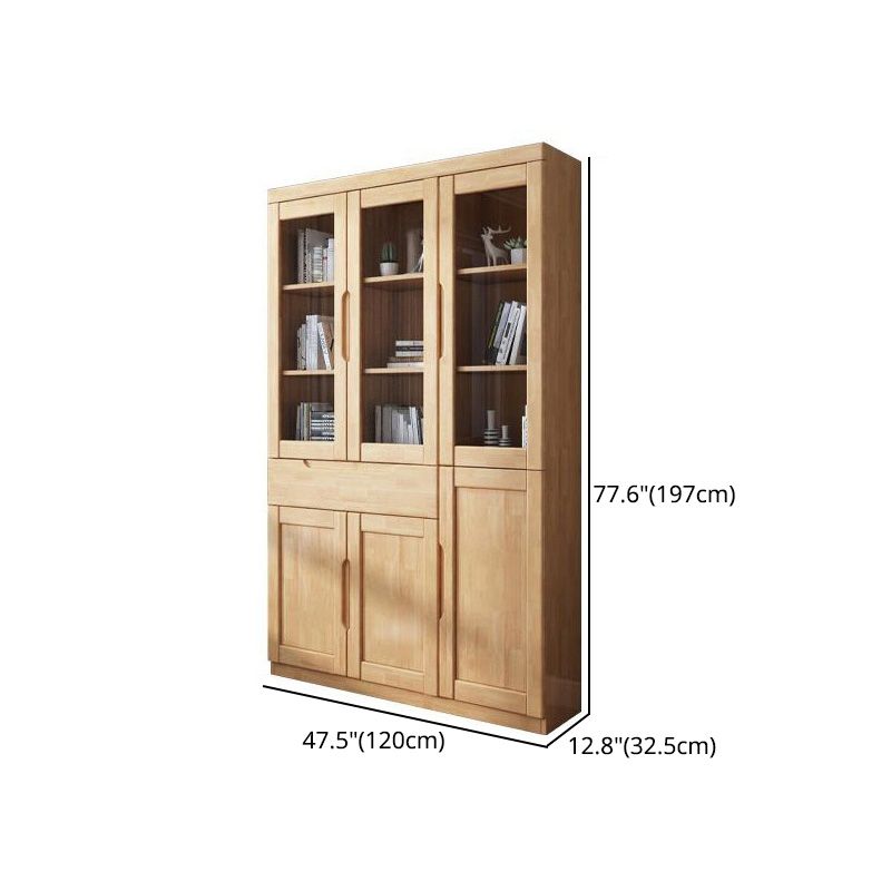 Contemporary Style Bookshelf Solid Wood with Door Bookcase for Office Study Room