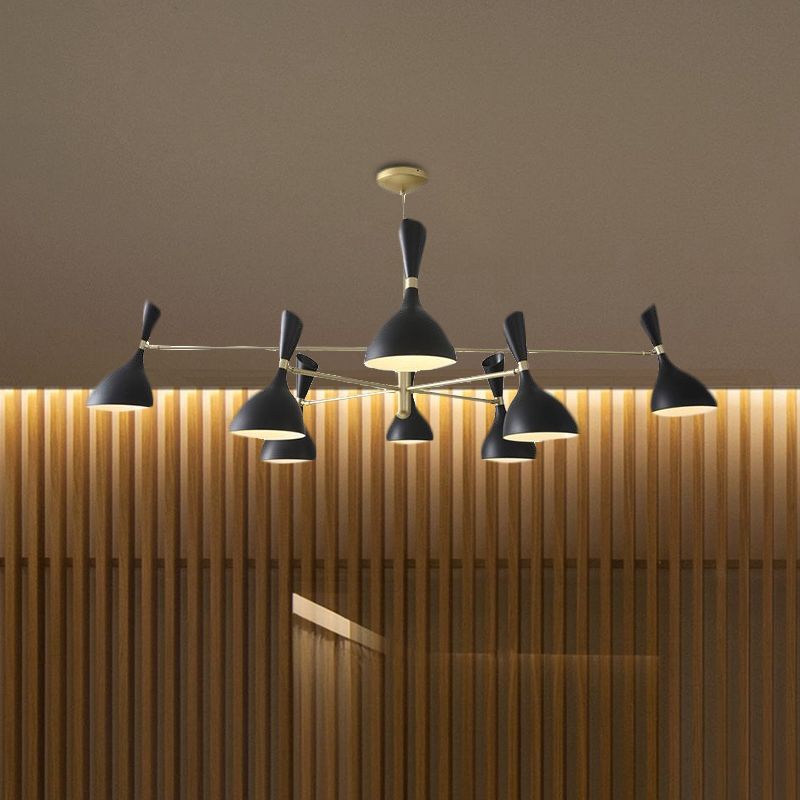 Candelera en forma de embudo de sala con tono negro/blanco metal de metal contemporáneo Luz colgante