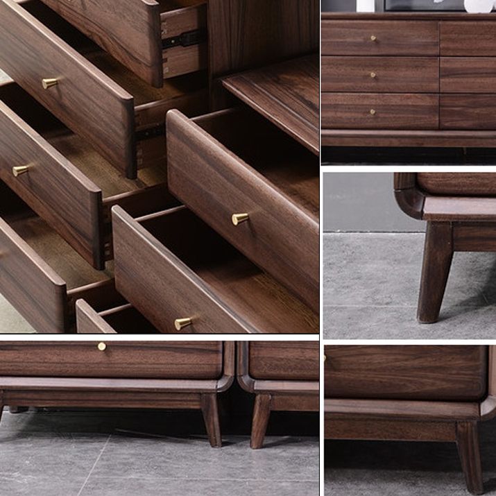 Mid-Century Modern Brown Accent Chest with 5 Drawers and Straight Legs