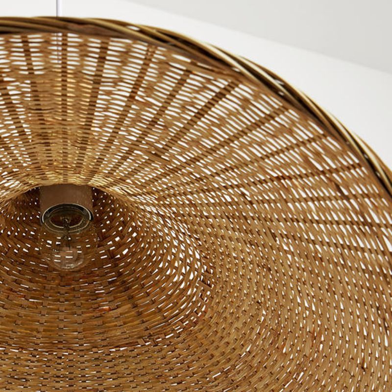 Asiatischer Stil handgefertigt Bambuswebige moderne Anhängerhut Form Küche Anhänger Beleuchtung