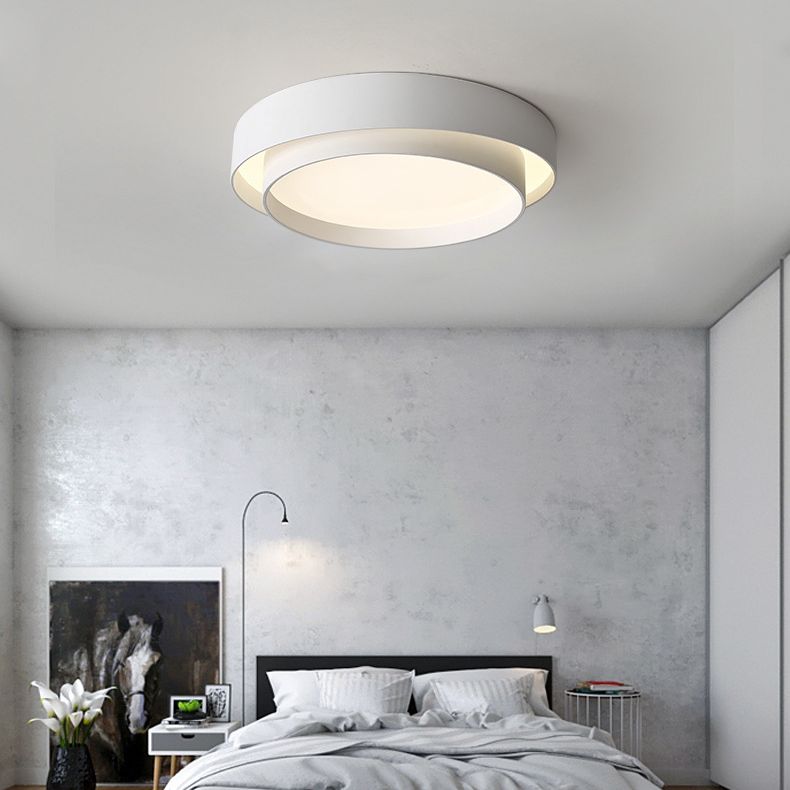 LED Simplicité moderne Flush Mount Wrought Iron Circular Ceiling Light with Acrylic Shade