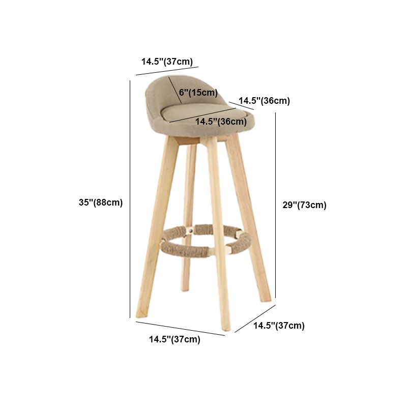 Modern Solid Wood base Bar Stool Upholstered Footrest Bar Stool