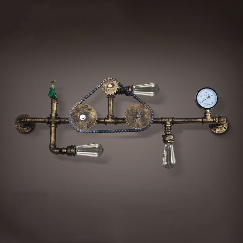 Pipa de agua industrial de la pared lámpara montada en la pared metal 3 luces luces aplicativas