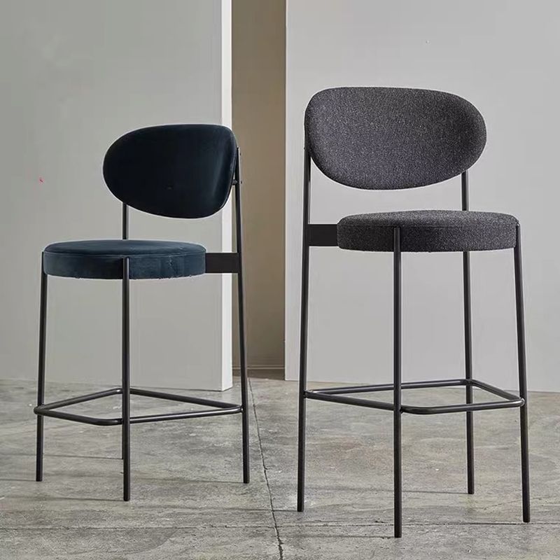 Low Back Upholstered Bar Stool Industrial Armless Barstool with Metal Legs