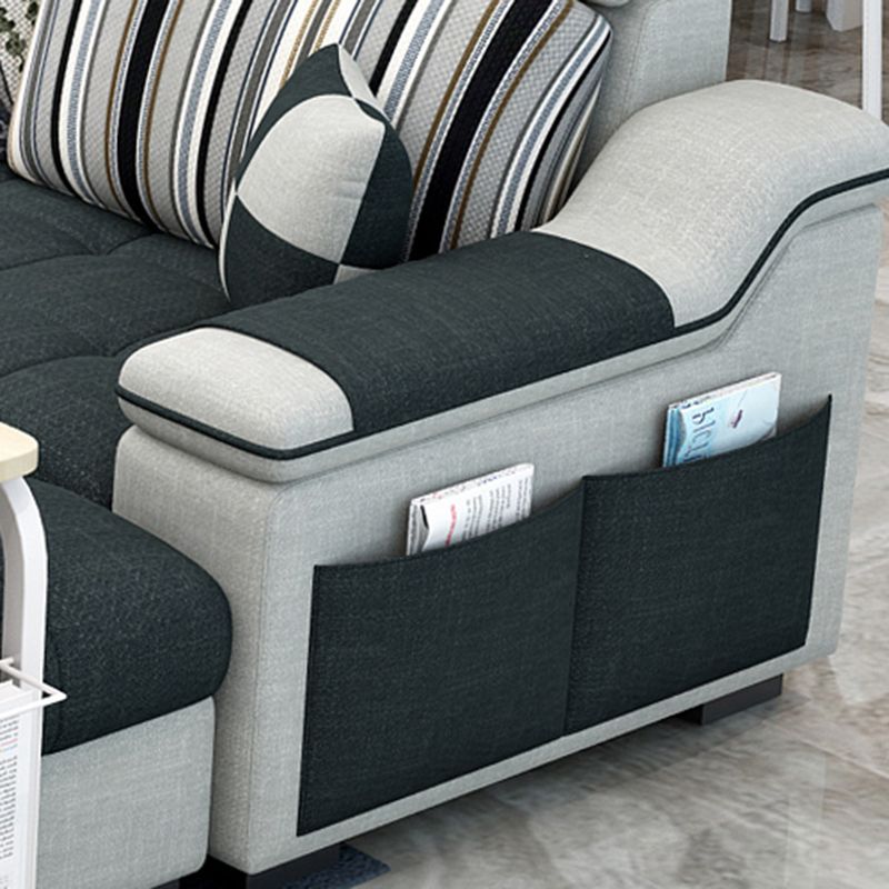 Sloped Arms Pillowed Back Cushions Sectionals Sofas for Living Room