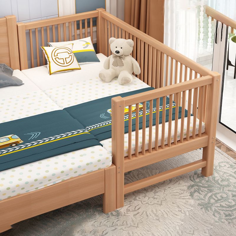 Contemporary Washed Natural Nursery Crib Solid Wood with Guardrail