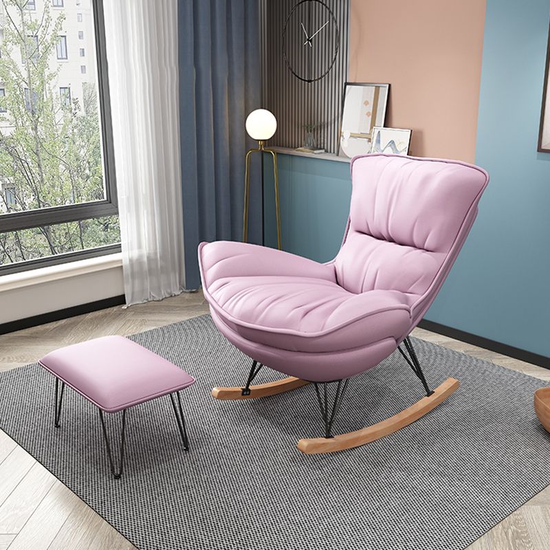 Contemporary Rocker Upholstered Tufted Cushions with Dark legs Glider