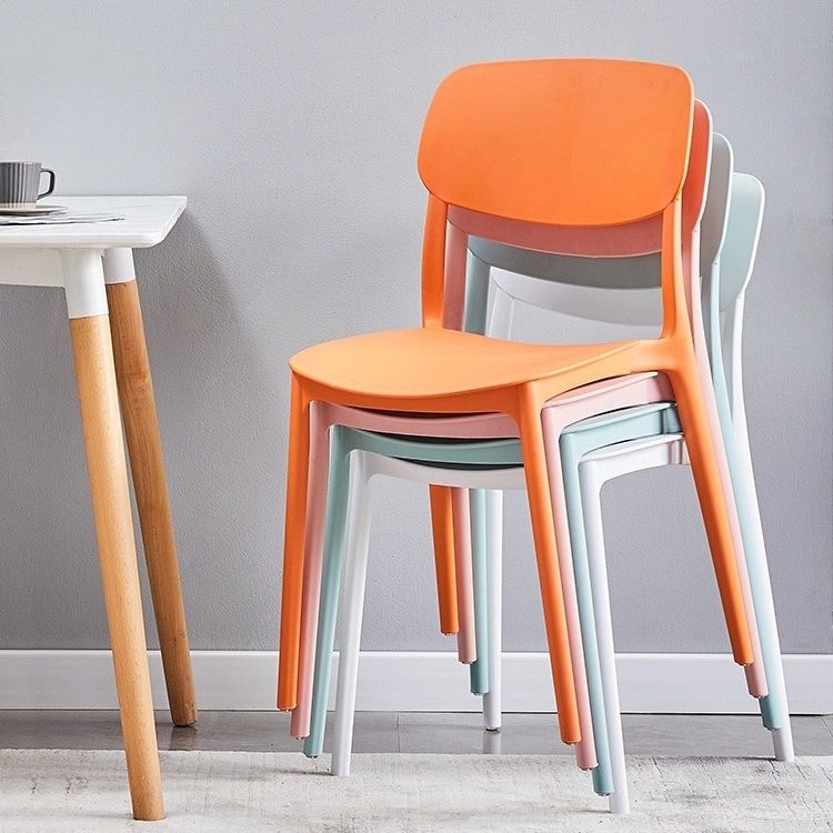 Silla de comedor de estilo moderno, cocina de plástico, silla individual sin brazos