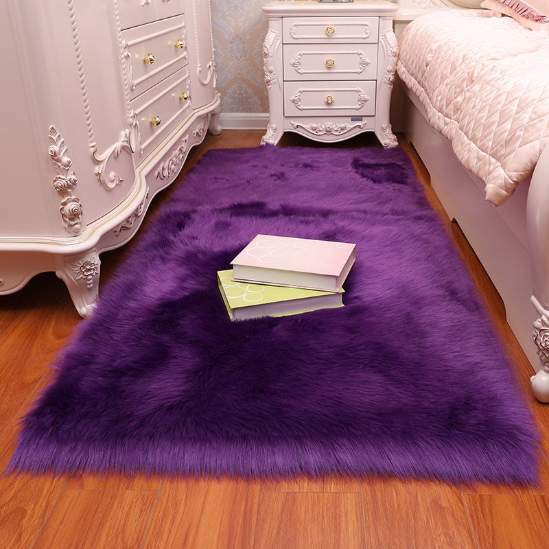 Relaxing Solid Shag Rug Polyester Area Rug Pet Friendly Indoor Carpet for Home Decoration