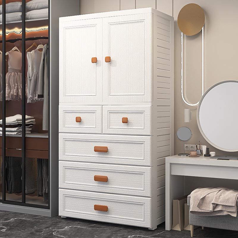 White Plastic Wardrobe Armoire with Legs Contemporary Wardrobe Closet