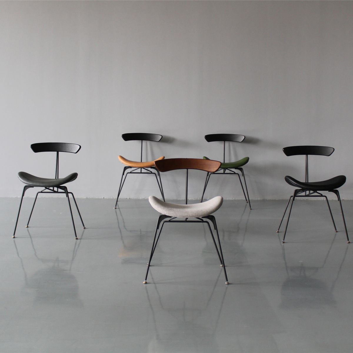 Ensembles de chaises latérales à dossier ouvert de chaise de salles à manger de cuisine en métal contemporain