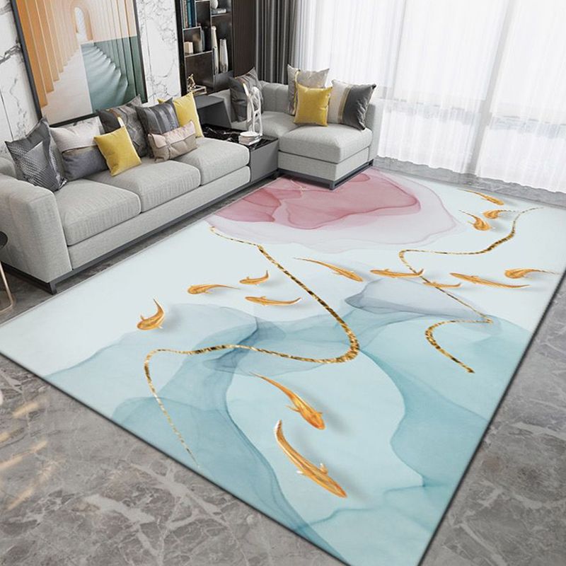 Light Gray Modern Rug Polyester Pattern Area Rug Stain Resistant Rug for Home Decor