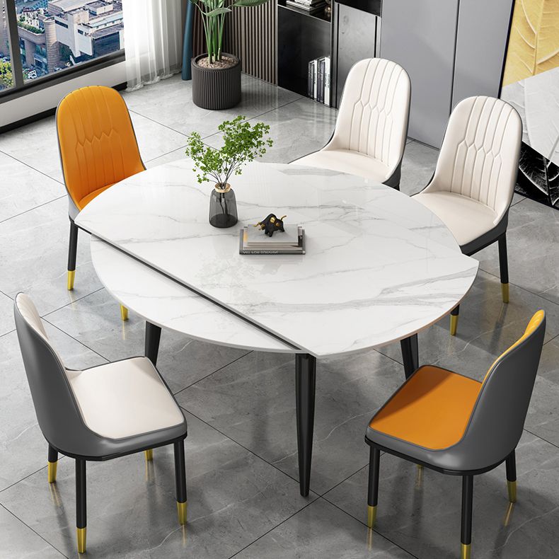 Mesa de comedor de piedra sinterizada extensible con metal 4 patas